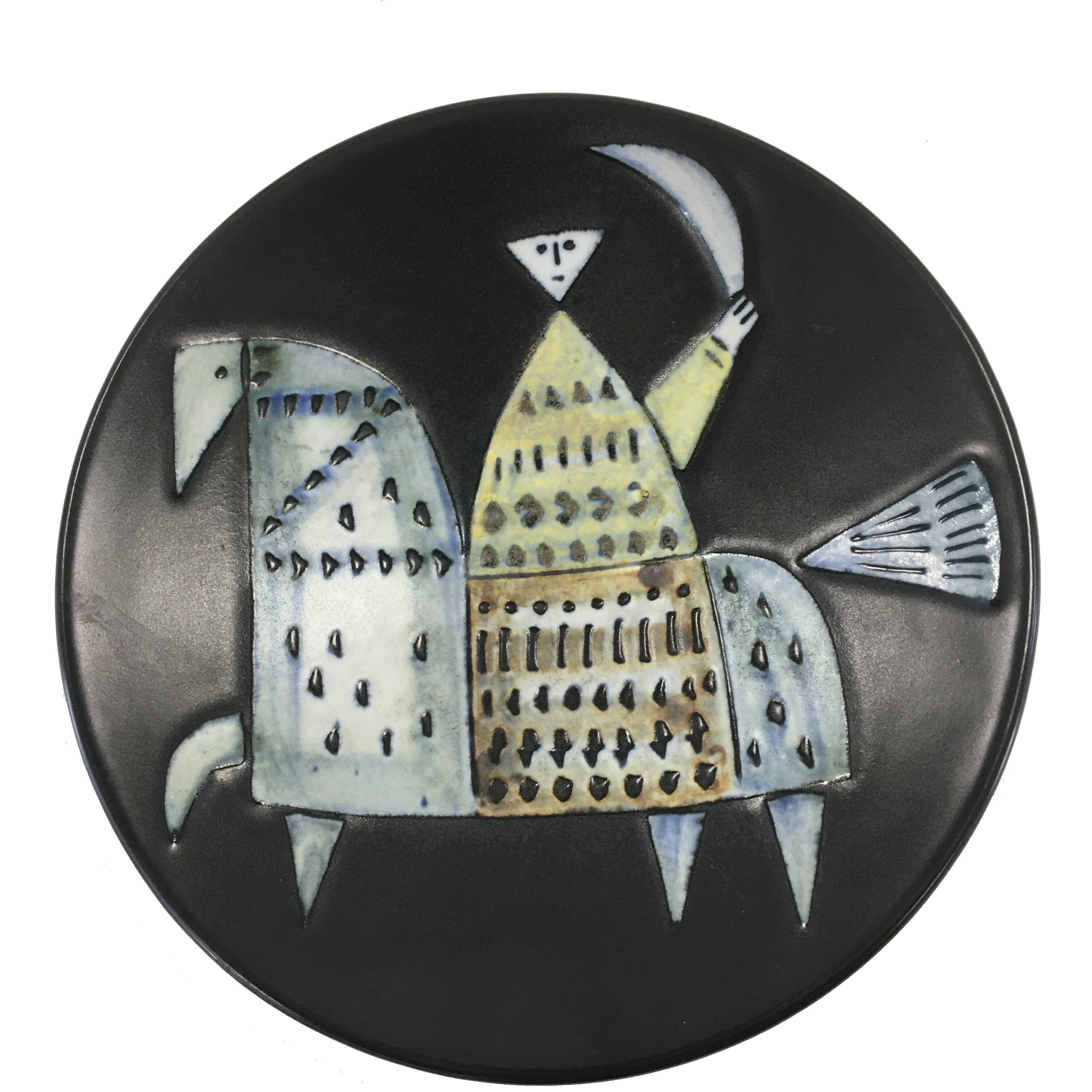 Decorative dish in glazed stoneware, "varite", lisa larson, gustavsberg, 60's