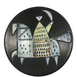 Plat décoratif en grès émaille, "varite", lisa larson,  gustavsberg, 60's