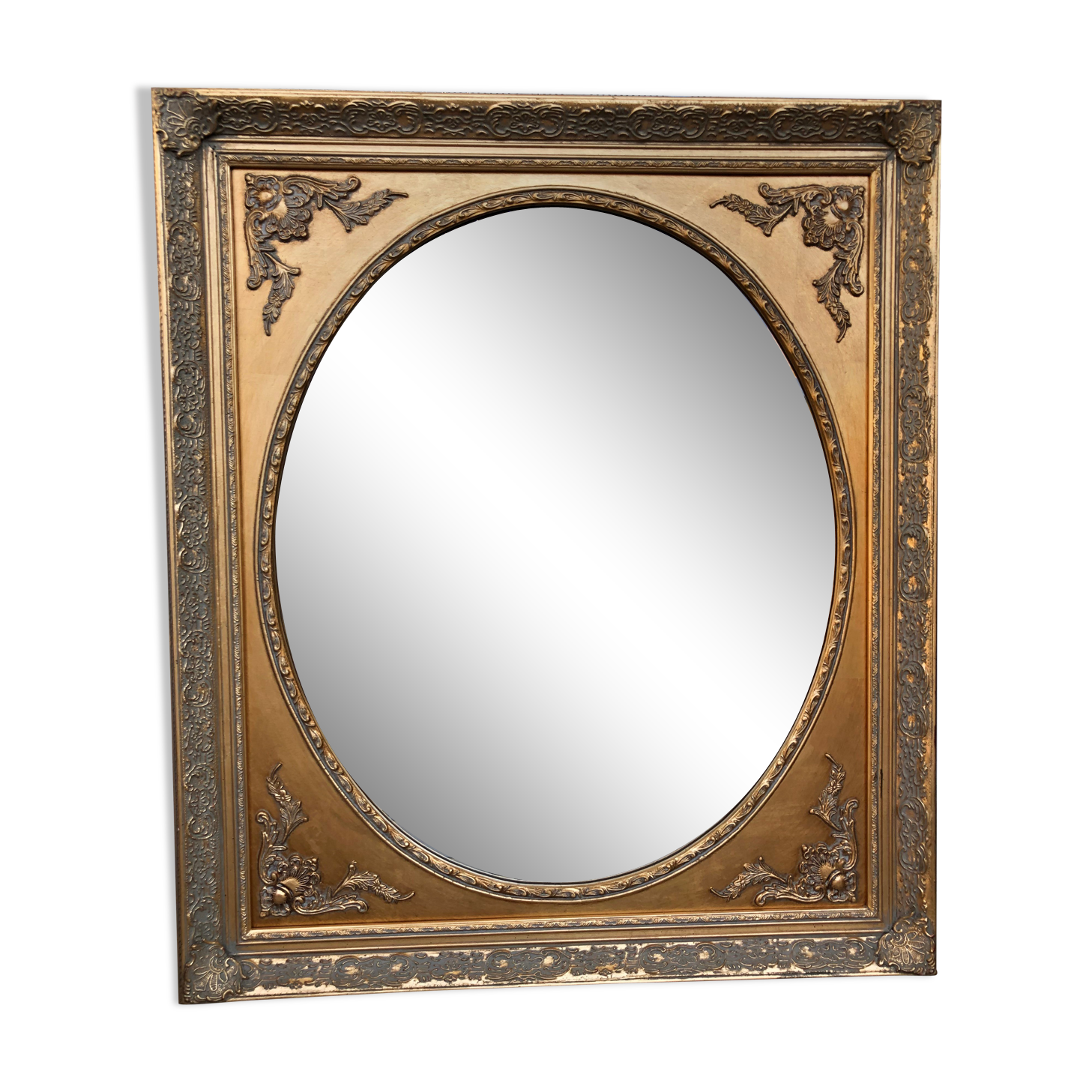Golden wooden mirror 67 x 77 cm