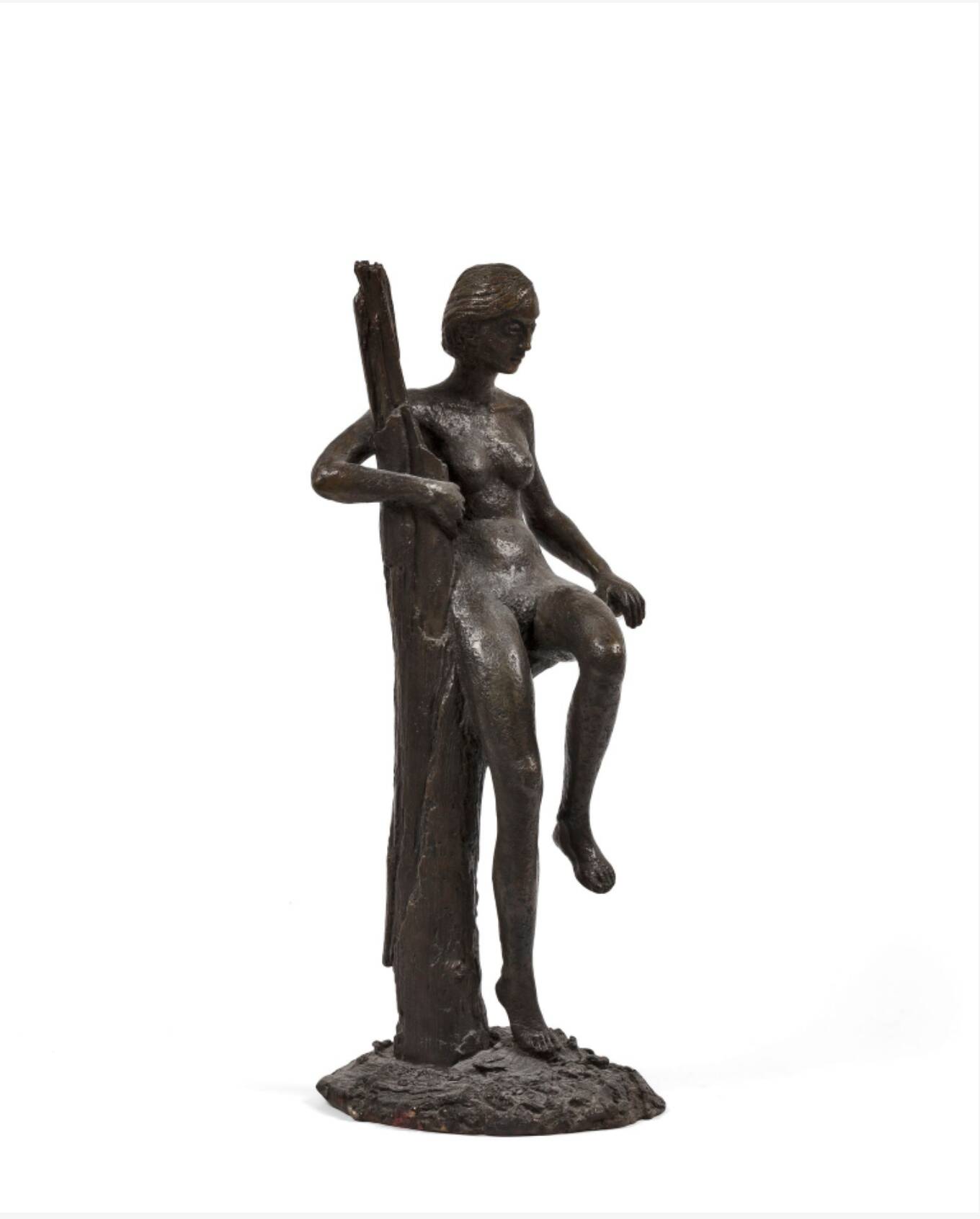 Jean-Pierre Alaux - Bronze Sculpture - Woman sitting on a branch - Signed