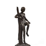 Jean-Pierre Alaux - Bronze Sculpture - Woman sitting on a branch - Signed