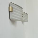 Pair of vintage wall lights, opaline glass and brass, France, 1970.