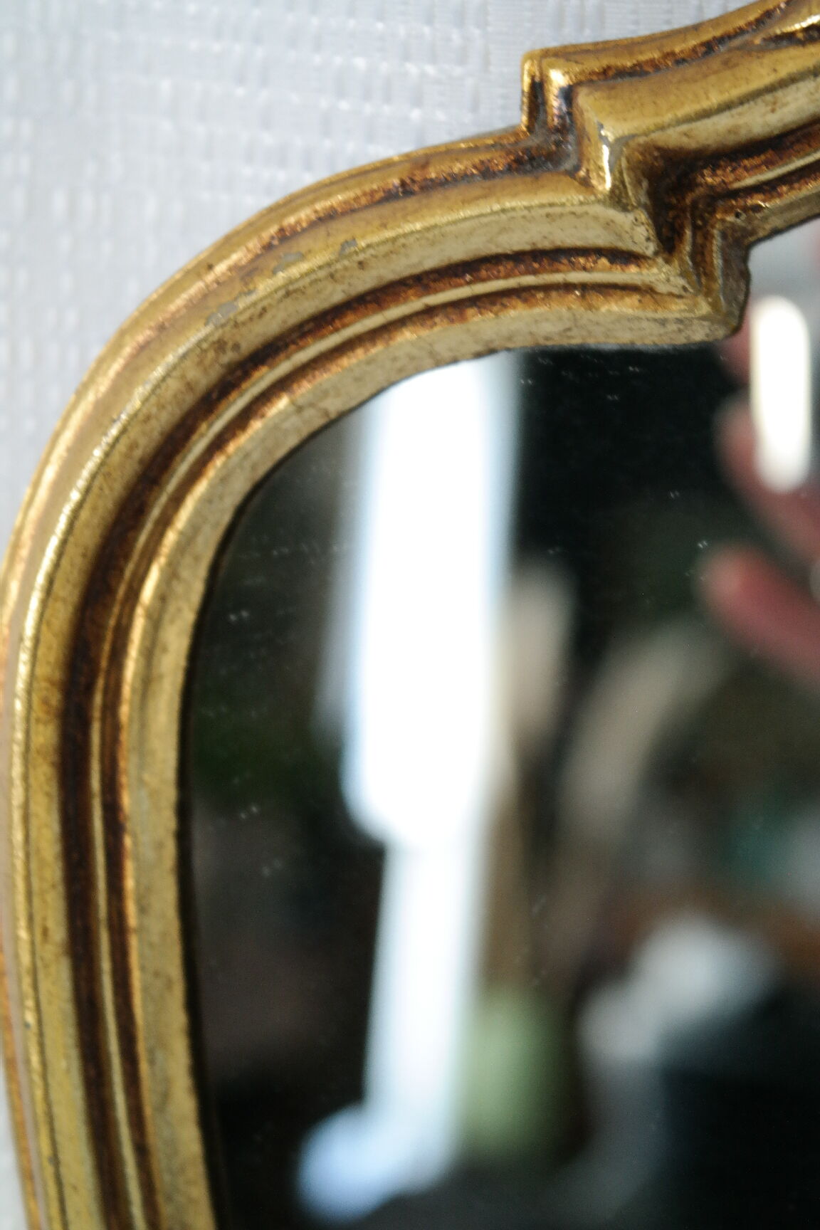 Rocaille mirror Louis XV style gilded with vintage gold leaf