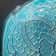 Signed turquoise enameled ceramic pocket tray