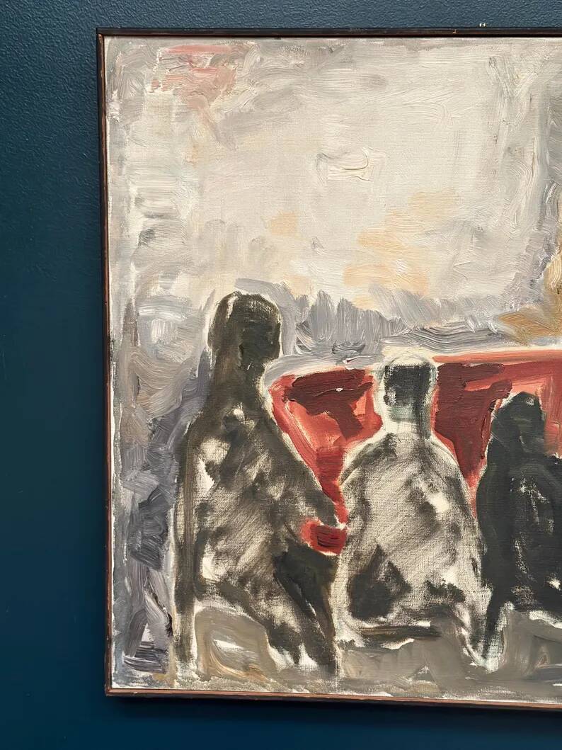 Original Danish Oil on Canvas“Figurative Composition” by Max Bilde