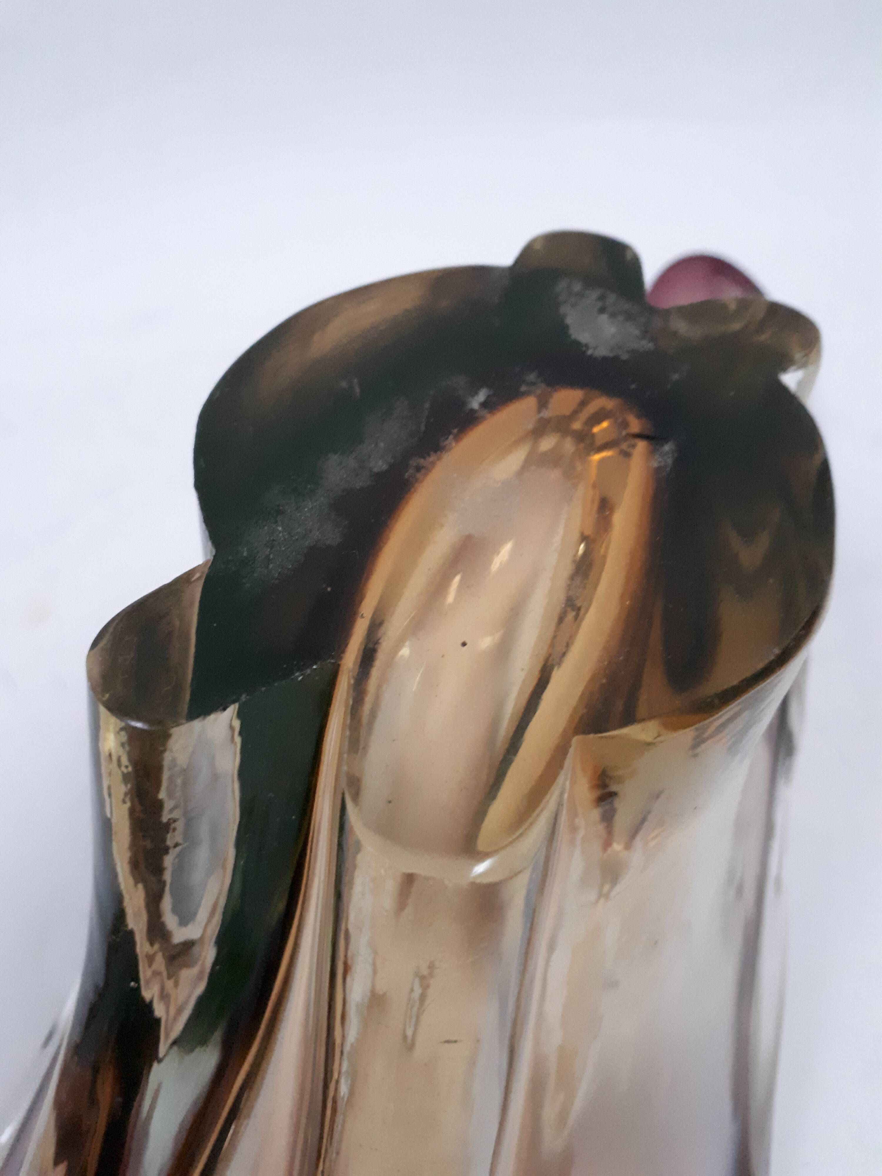 Fruit cup vintage Murano glass 1960 purple yellow