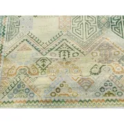 Hand-Knotted Wool Area Rug, Oushak Ivory Sage Green Design Carpet for Living Room