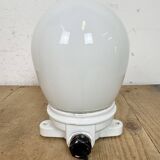 Vintage Porcelain Ceiling Light with Milk Glass , 1950s