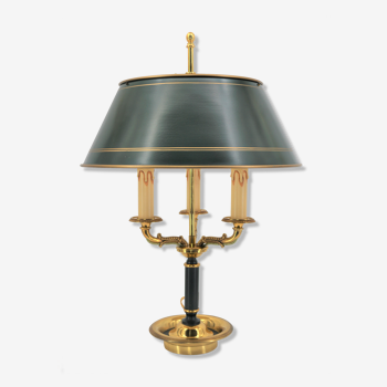 Empire style bronze hot water bottle lamp three lights and lacquered lampshade Lucien Gau