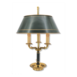 Empire style bronze hot water bottle lamp three lights and lacquered lampshade Lucien Gau