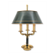 Empire style bronze hot water bottle lamp three lights and lacquered lampshade Lucien Gau