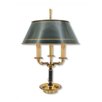 Empire style bronze hot water bottle lamp three lights and lacquered lampshade Lucien Gau