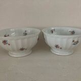 2 Antique Faceted Bowls with Small Flower Pattern PL France