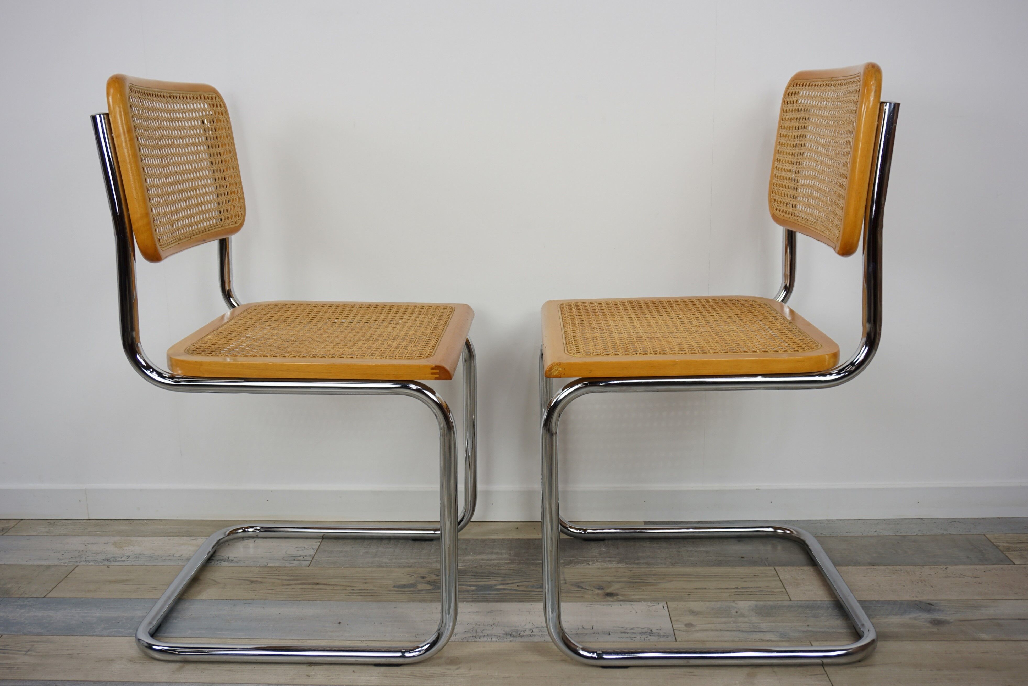 Following 4 B32 Marcel Breuer Cesca chairs