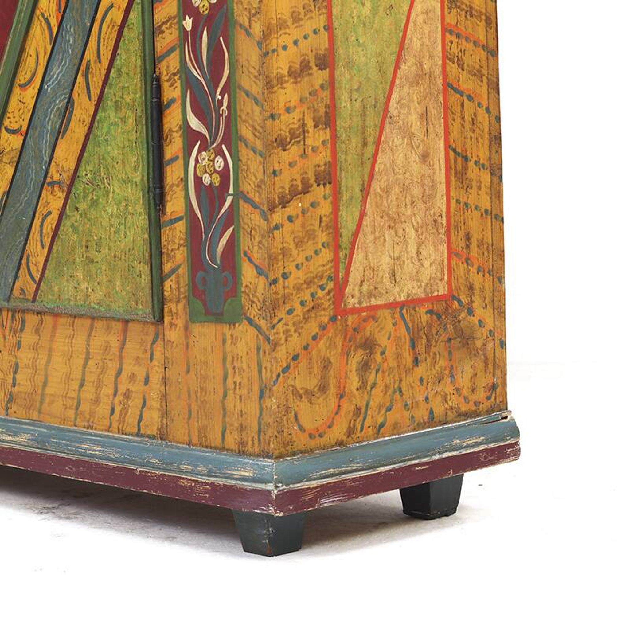 Rustic Farmhouse Antique Original Folk Art Painted Bridal Cabinet