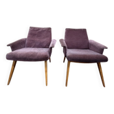 Pair of lounge chairs – 1950s/60s – Karl Laible – Oak and velvet