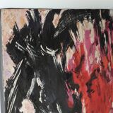 Painting, abstract painting signed Vieville, 1980s