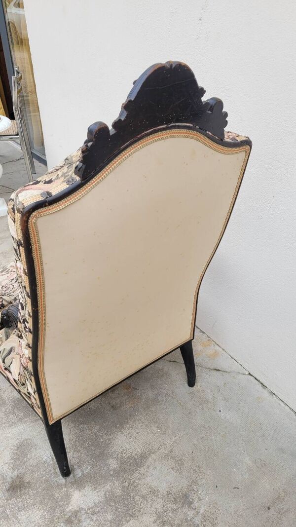 Fauteuil d'époque Napoléon iii tapisserie fleuris 19eme