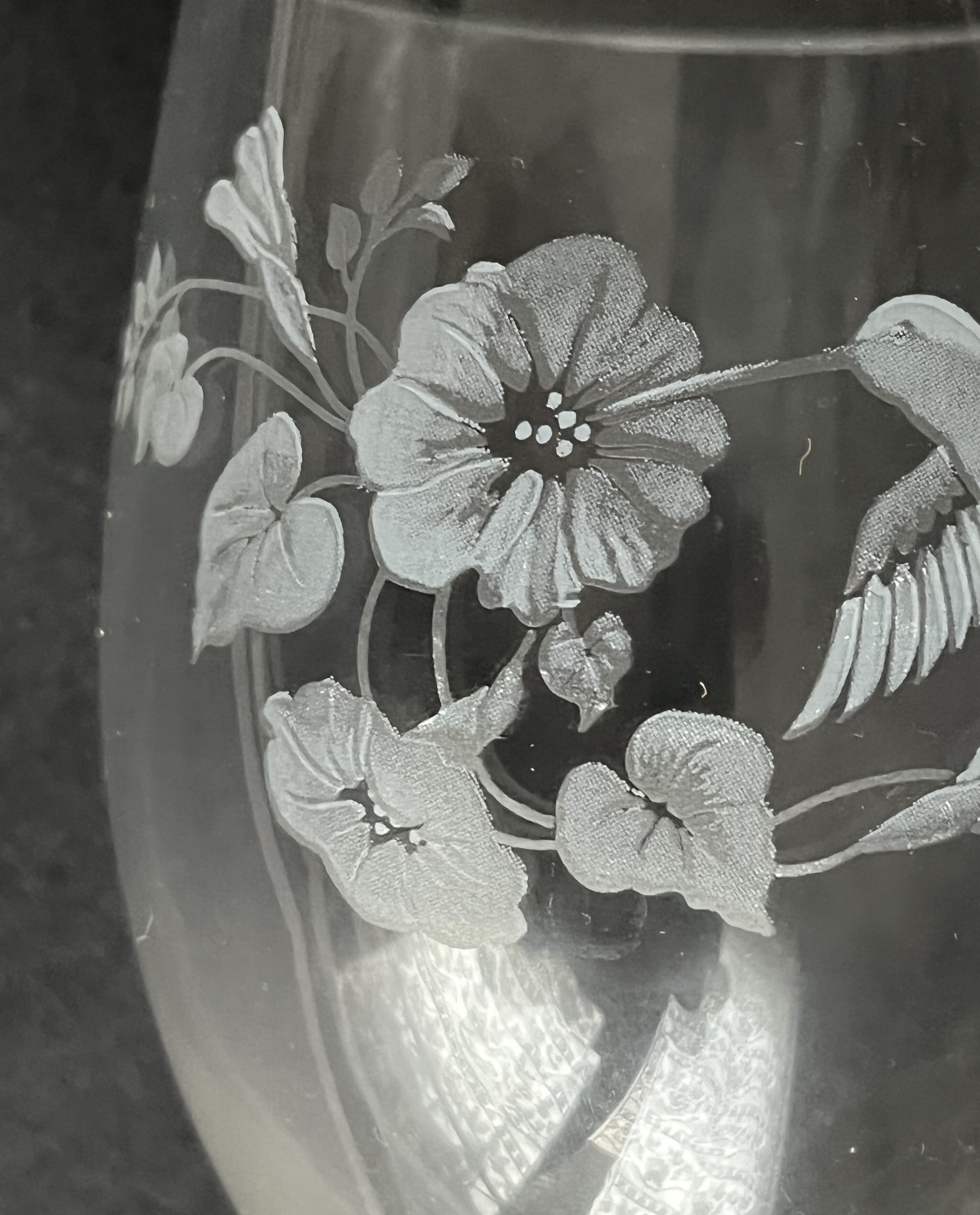 6 engraved crystal wine glasses