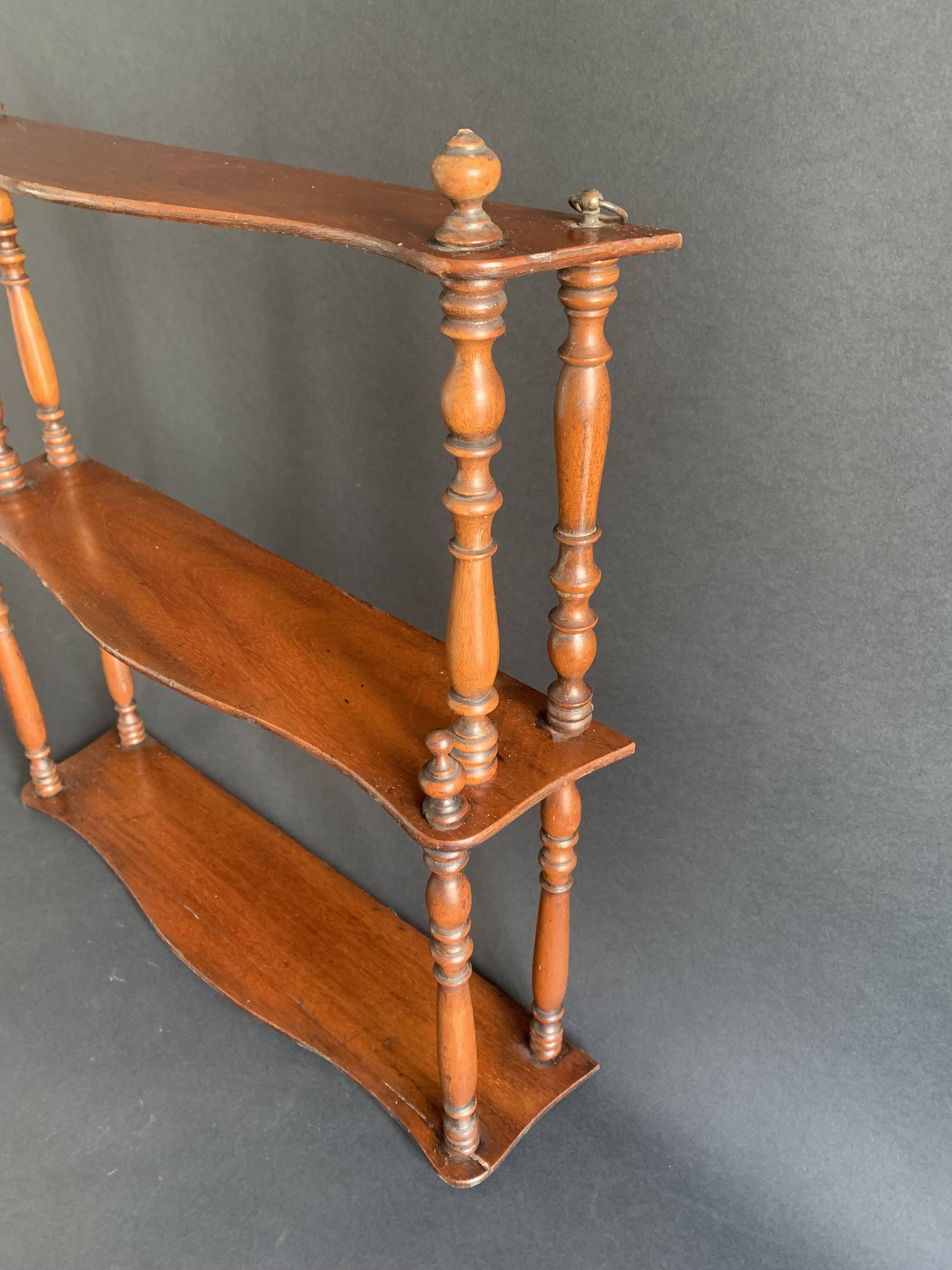 Napoleon III wall shelf in turned wood, 19th century