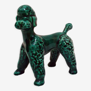 Caniche vert en céramique Art déco