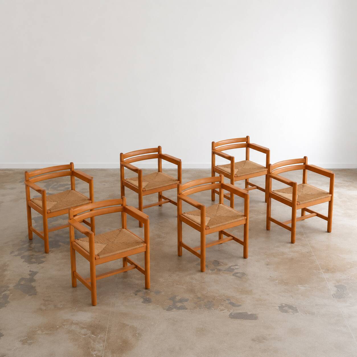 Ensemble de 6 fauteuils "Asserbo" en pin par Borge Mogensen pour Karl Andersson & Söner