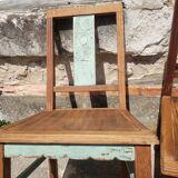 Table and chairs art deco wood and pastel
