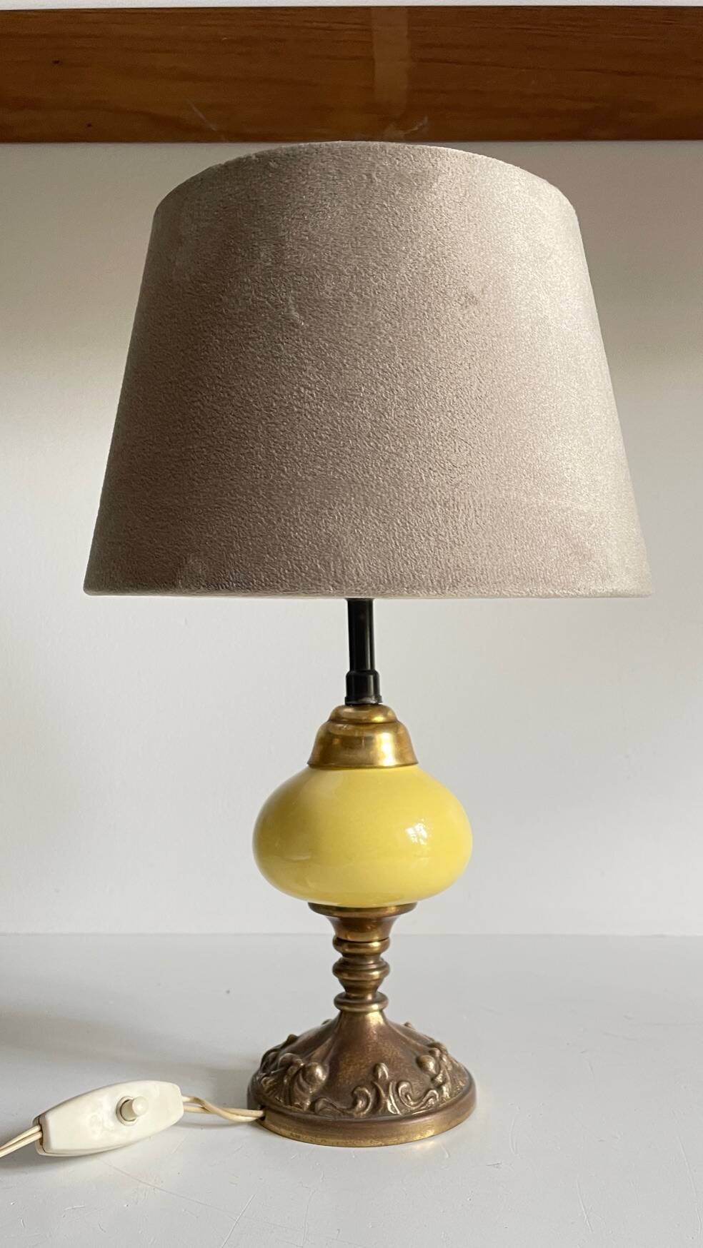 Old ceramic and bronze lamp
