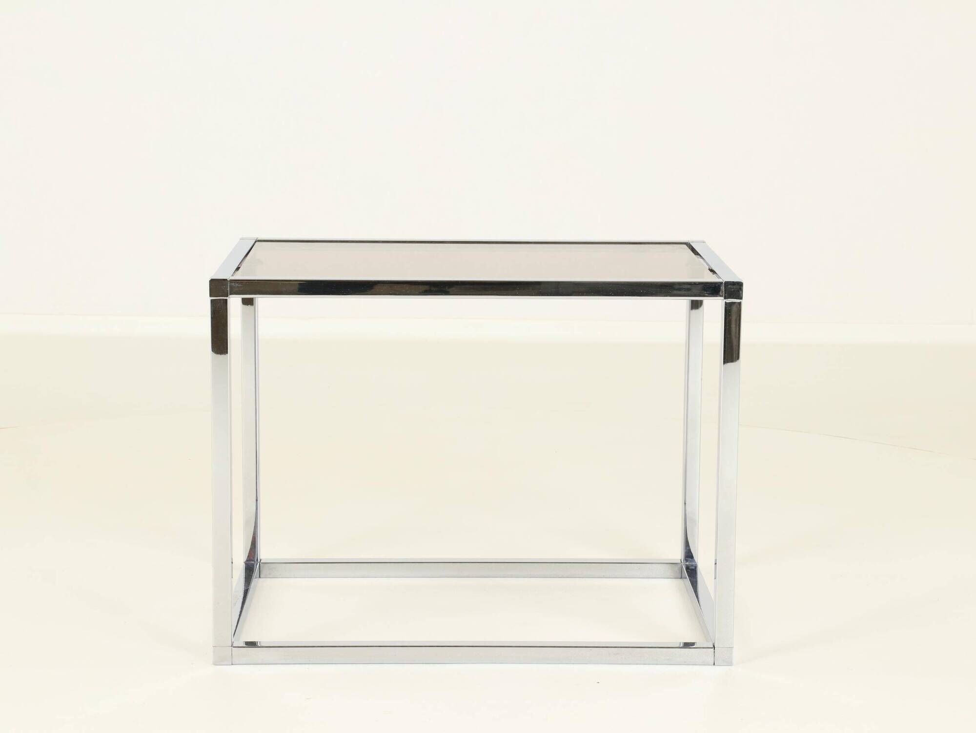 Coffee or Side Table in Chroom & Smoked Glass by Belgo Chrom, Belgium,1970s