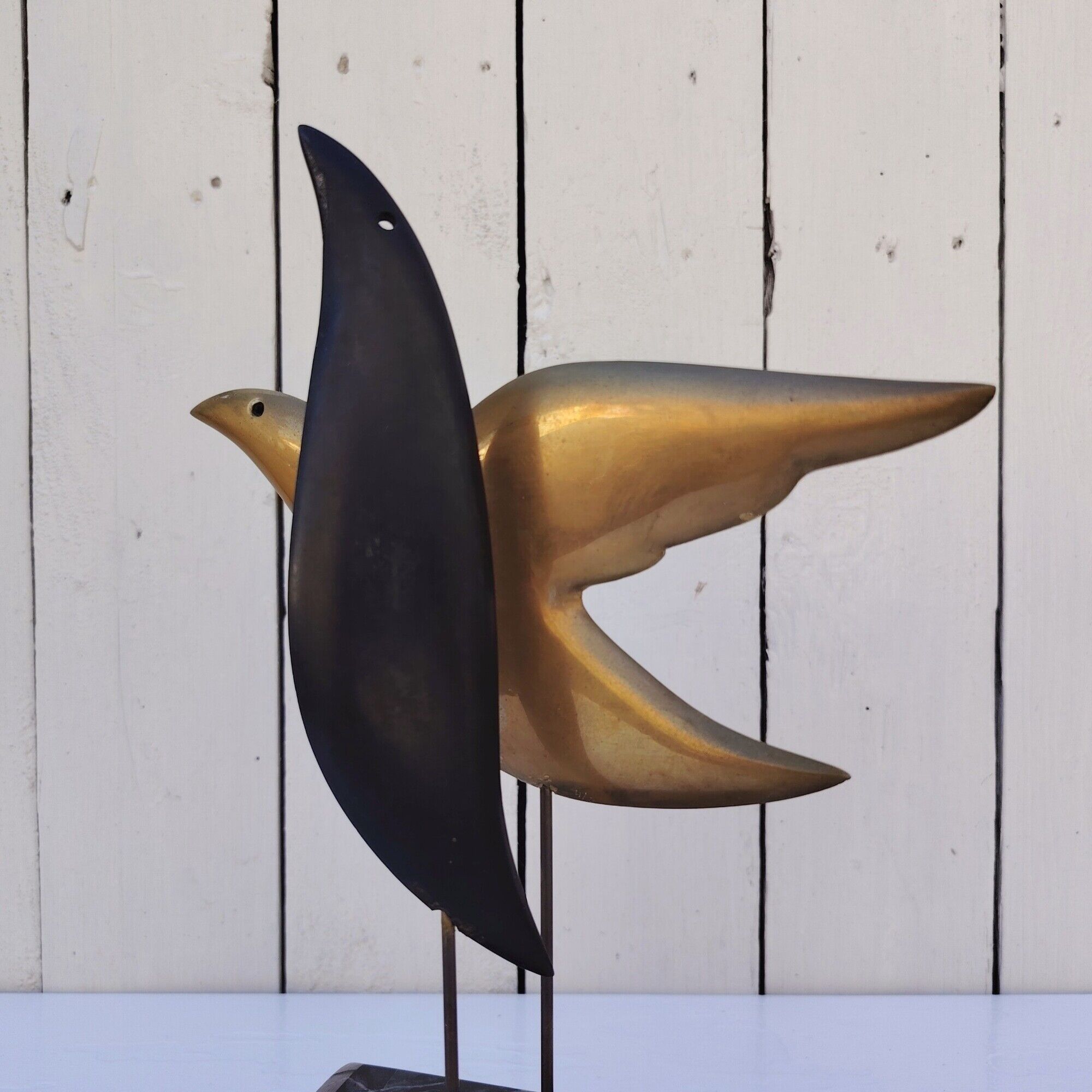 Bronze bird sculpture, signed and numbered, vintage.