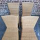 4 dining chairs in natural rattan and woven wicker