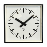 Black Industrial Square Wall Clock from Pragotron, 1970s
