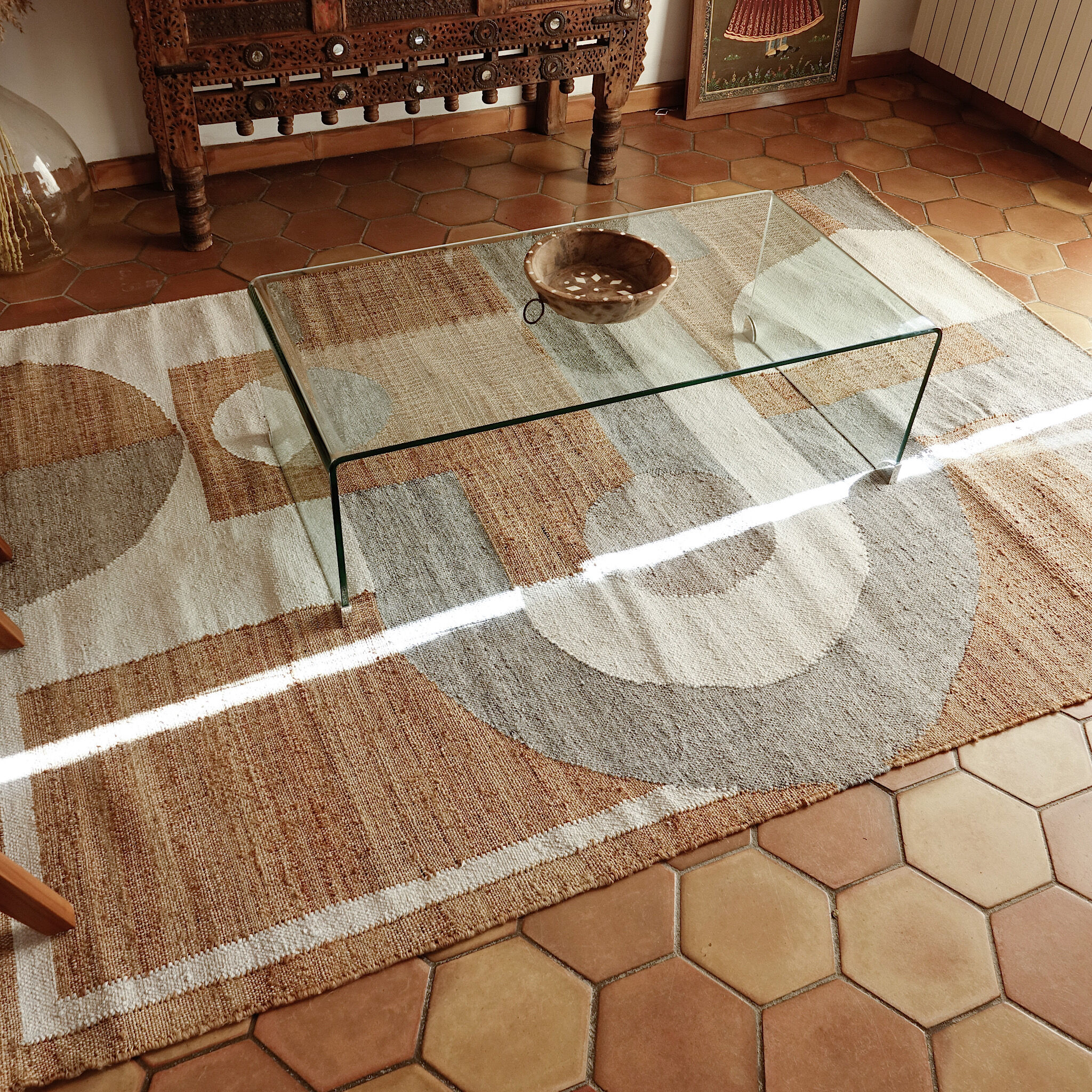 Woven carpet in jute and wool 240x170cm