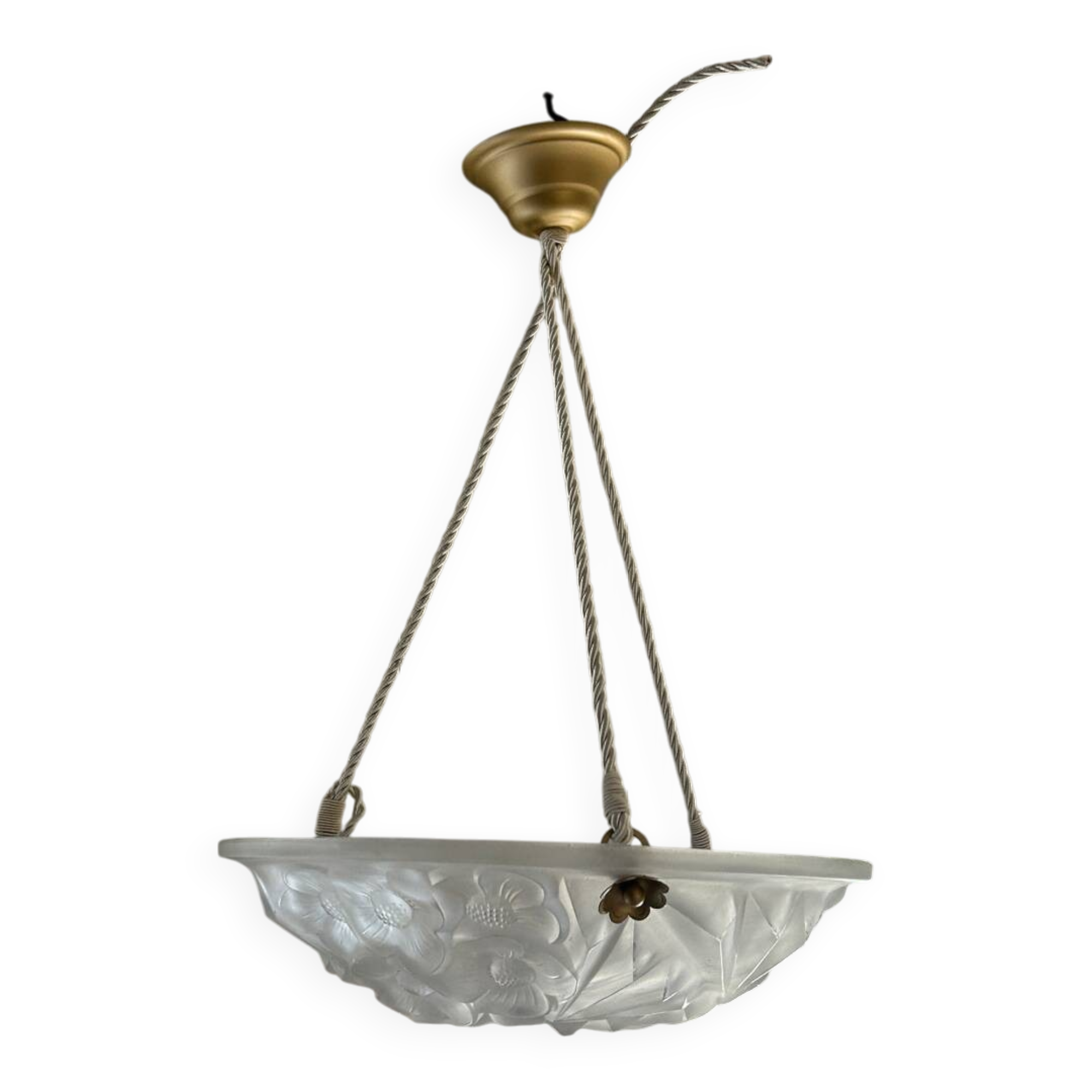 Lustre coupole art deco signé degué et hubens