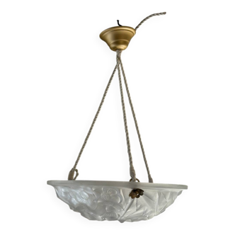 Lustre coupole art deco signé degué et hubens