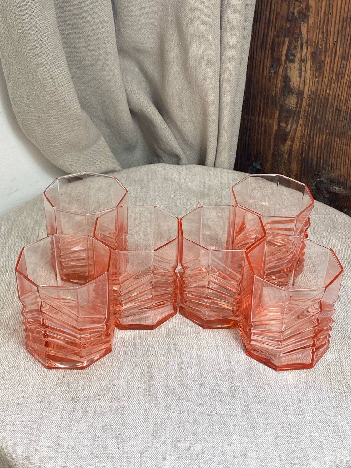 Art Deco Pink Glass Whiskey Glasses