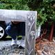 Vintage 70s Art Nouveau style hand-embossed tin wall mirror