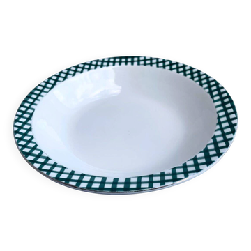 Plat de service Digoin & Sarreguemines “Écossais” vert sapin et or  années