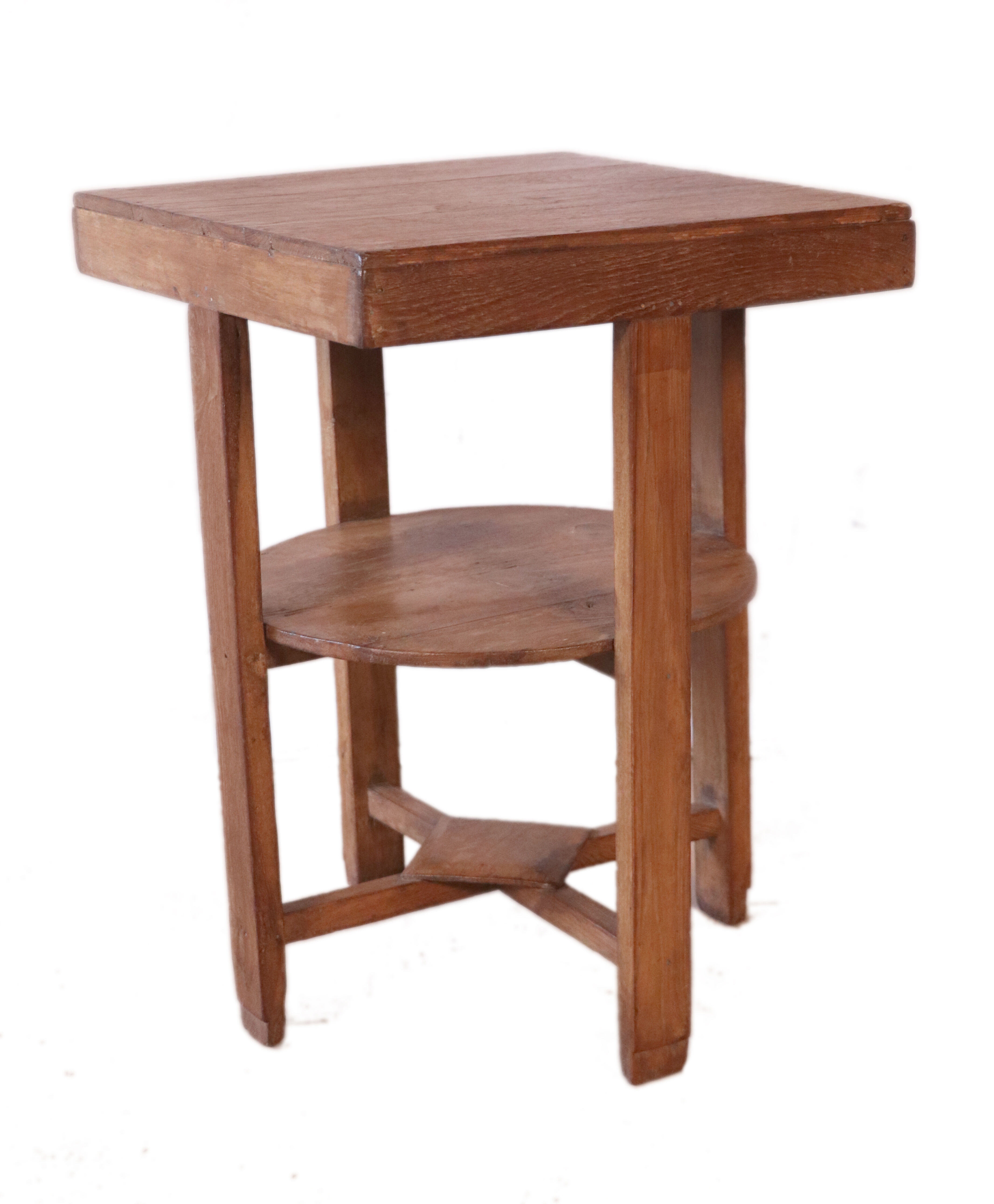 old Art Deco pedestal table in Burmese teak