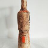 Egyptian pattern ceramic pitcher, red-orange enamels