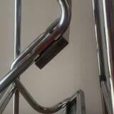 Vintage Brabantia step stool in wood, Skai and chrome metal