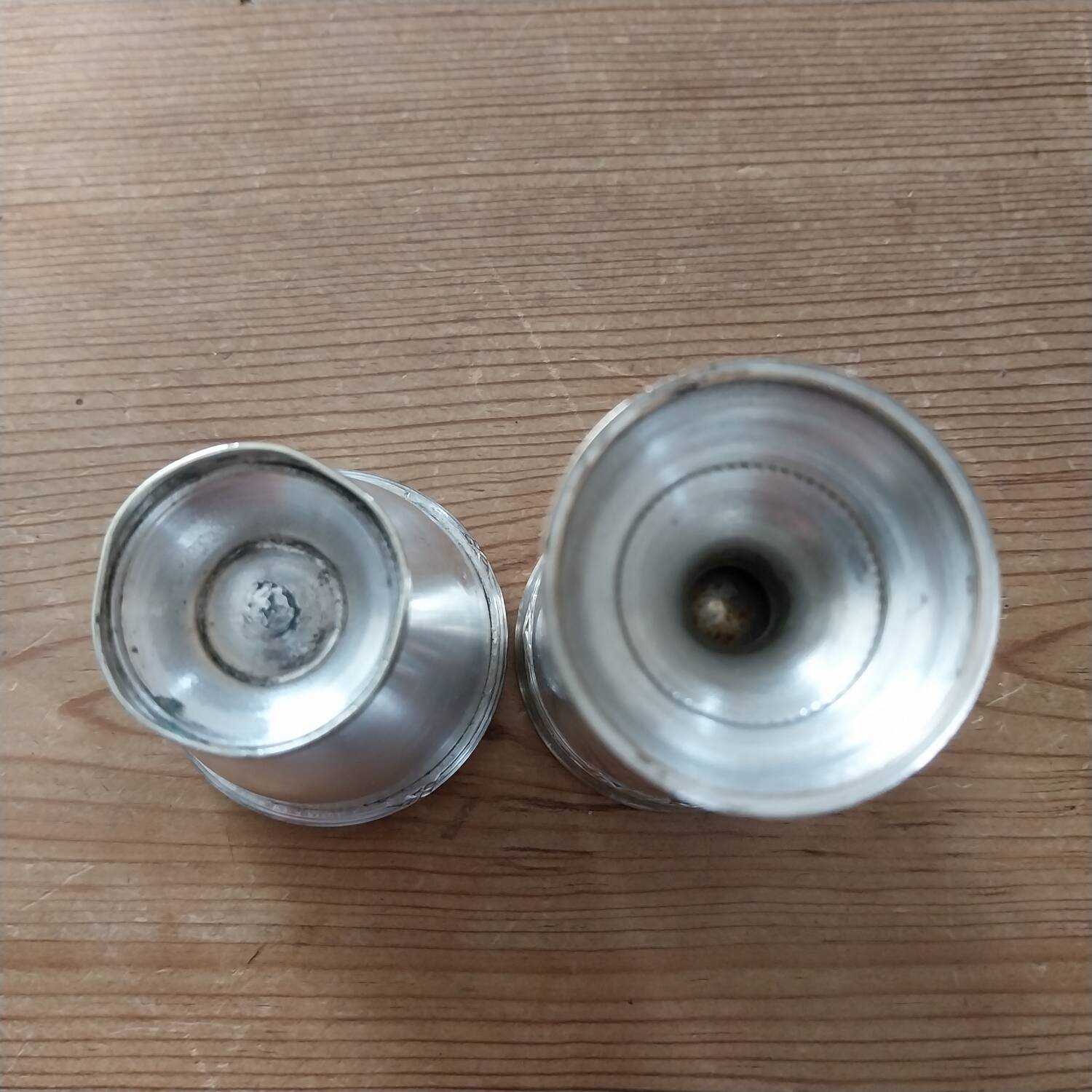 Antique egg cups on silver-plated metal stand