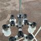 Vintage ceiling light in chrome-plated and cut glass, Targetti 1970 chandelier