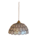 Belle suspension en nacre et laiton de style Tiffany. D:35 cm H25 cm- Fil