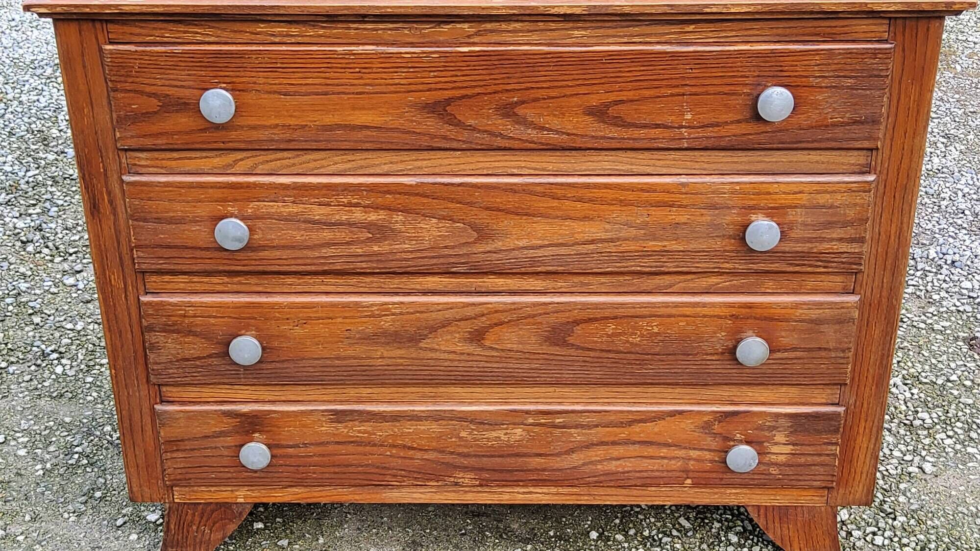 Vintage oak chest of drawers from the 50s compass feet 4 drawers
