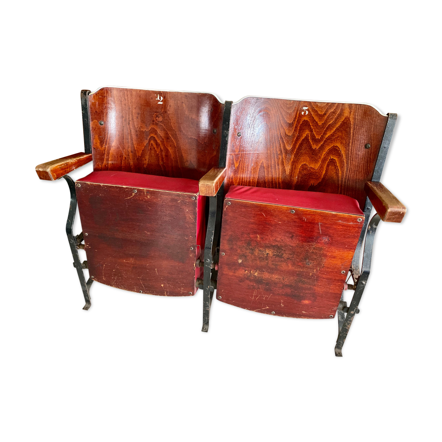 Paire de fauteuils de cinéma vintage