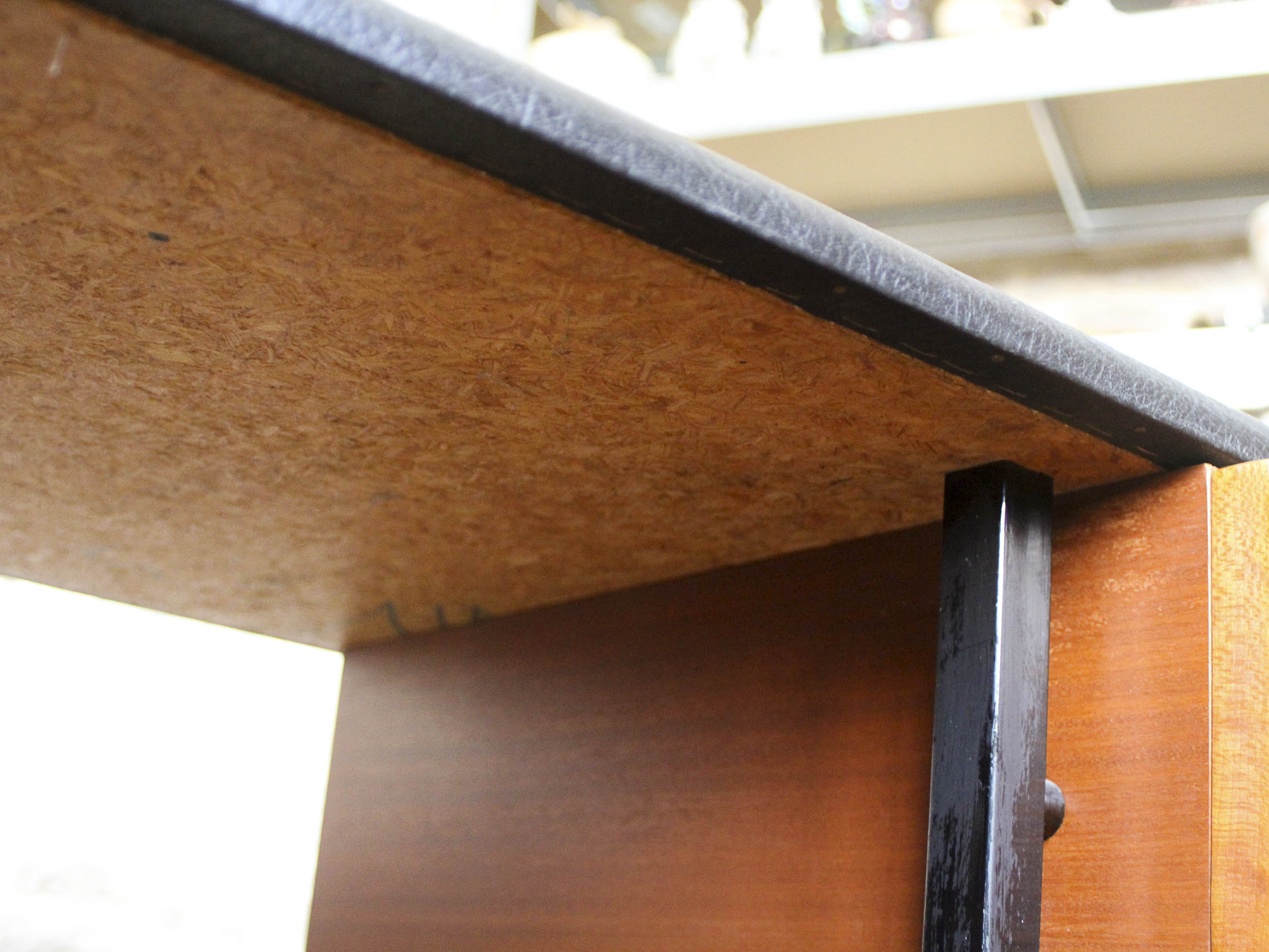 Desk 60s in metal wood and imitation leather