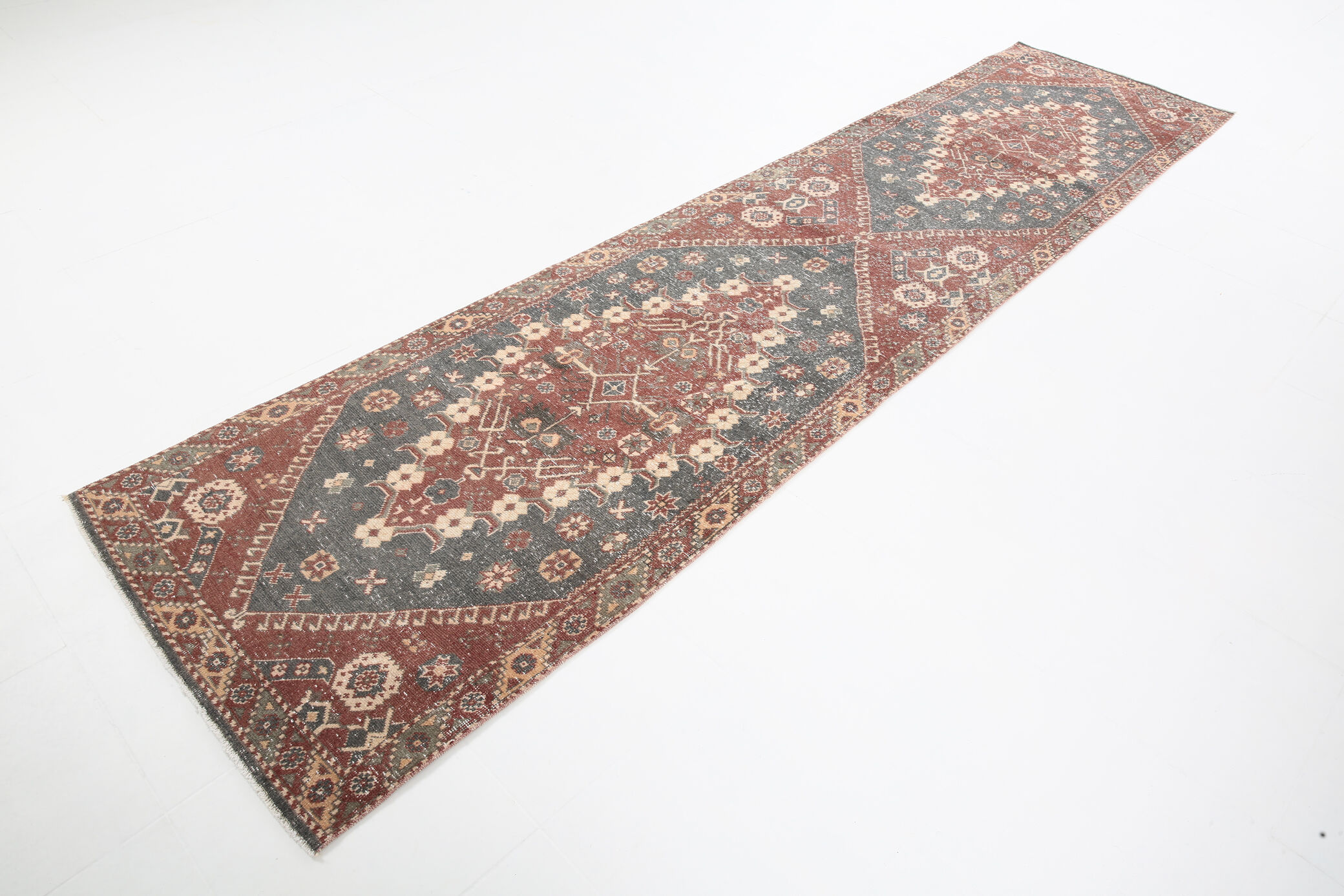 3x13 Persian Antique Runner Rug, 94x387Cm