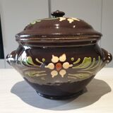 Large glazed terracotta covered pot