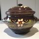 Large glazed terracotta covered pot